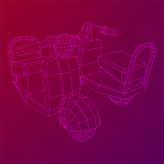 Delivery scooter for lifestyle design courier. Business express delivery concept. Wireframe low poly mesh vector illustration