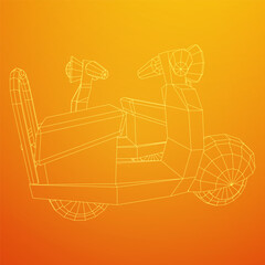 Delivery scooter for lifestyle design courier. Business express delivery concept. Wireframe low poly mesh vector illustration