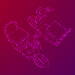 Delivery scooter for lifestyle design courier. Business express delivery concept. Wireframe low poly mesh vector illustration