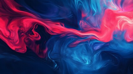 Fototapeta premium A vibrant abstract painting of swirling crimson and cerulean hues.