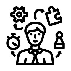 skills abilities interview job line icon vector illustration