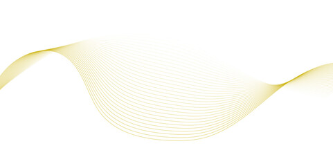 Abstract golden or yellow wave and curve lines background. Abstract frequency sound wave technology and science background. Wavy banner, template design.
