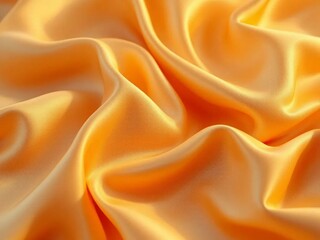 Obraz premium Close-up of flowing fabric in warm orange and yellow tones with fine texture and soft folds, creating an elegant abstract background ideal for design and textile visuals