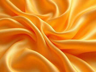 Obraz premium Close-up of flowing fabric in warm orange and yellow tones with fine texture and soft folds, creating an elegant abstract background ideal for design and textile visuals