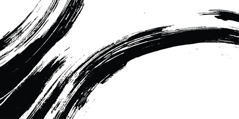 Grunge isolated on white background. Vector black grunge texture. Paint brush black Ink Splash on white abstract background. Abstract black and white paint strokes texture. 