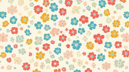 Vibrant colorful floral pattern on white background, ideal for design, crafts, and decorative backgrounds