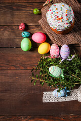 Easter cake sweet pastry traditional holiday christianity fresh tasty gourmet food background on the table rustic food top view copy space