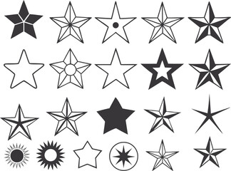 Unleash your creativity with this expansive collection  unique star designs bundle ! Perfect for logos, web design, scrapbooking, tattoo stencils, or any project needing a touch of celestial flair.