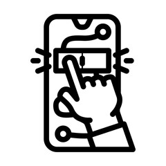 interactive content online learning platform line icon vector illustration