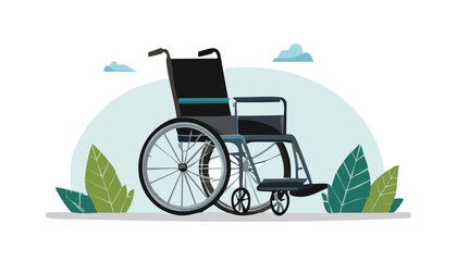 Fototapeta premium Dark Gray Wheelchair Illustration on Light Green Background