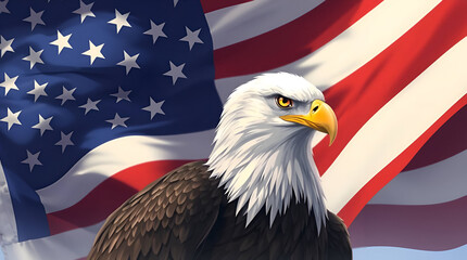 American eagle with flag of the United States of America
