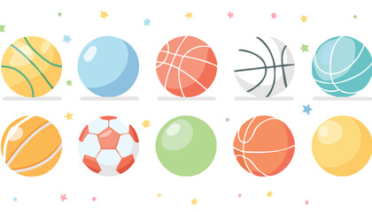 Fototapeta premium Twelve Colorful Pixel Art Sports Balls on White Background
