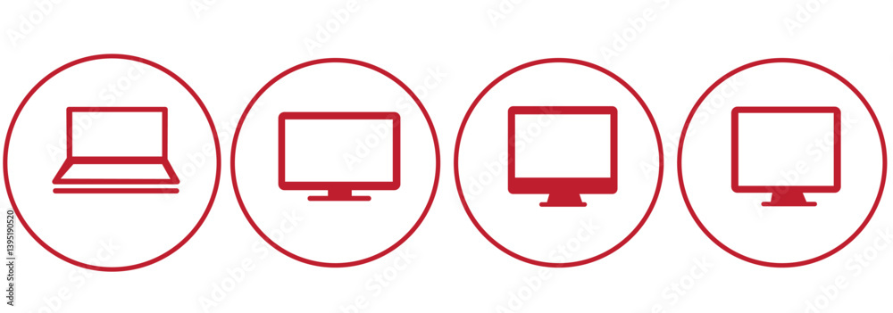 Fototapete Computer icon set vector. computer monitor sign and symbol