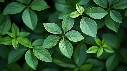 A close up view of vibrant green leaves with intricate vein patterns and soft lighting conditions.