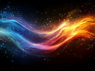 Fototapeta premium Colorful energy waves with cosmic background.