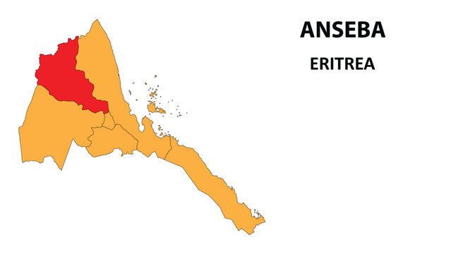 Anseba Map is highlighted on the Eritrea with detailed state and region outlines.