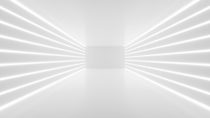 Fototapeta premium Abstract Futuristic empty floor and room Sci-Fi Corridor With light for showcase,room,interior,display products.Modern Future cement floor and wall background technology interior concept.3d render