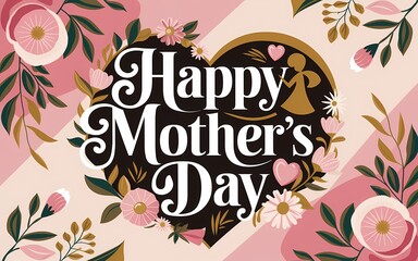 Obraz premium Elegant Happy Mother's Day greeting with glowing artistic typography floral details a heartwarming message in a high-resolution digital artwork perfect for celebration Mother's Day illustration design
