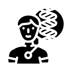 human with dna genetic engineering glyph icon vector illustration