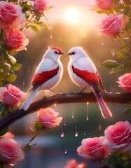 Red birds, couple, with beautiful background © MassaiIlmani
