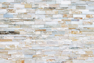 Natural Stone texture background. Gray color tone. Square rectangle shape in horizontal row stripe. Material for architectural decoration, wall cladding panel for facade, hotel, pool villa, resort.