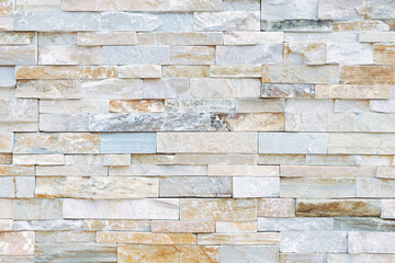 Natural Stone texture background. Gray color tone. Square rectangle shape in horizontal row stripe. Material for architectural decoration, wall cladding panel for facade, hotel, pool villa, resort.
