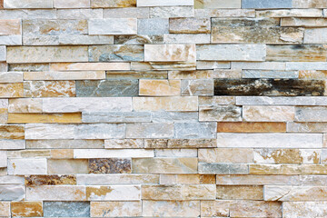 Natural Stone texture background. Gray color tone. Square rectangle shape in horizontal row stripe. Material for architectural decoration, wall cladding panel for facade, hotel, pool villa, resort.