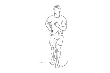 Man jogging. Jogging concept one-line drawing
