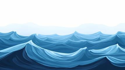 Dark blue ocean waves under a pale sky. Fathomless Blue. Illustration