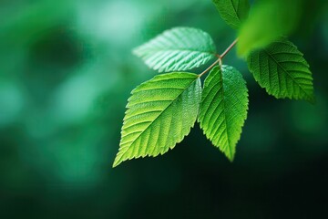 Close-Up of Green Leaves with Soft Focus Background in Nature Setting