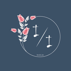initial monogram wedding with creative circle line flower.