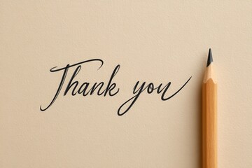 Elegant Thank You Note with Pencil on Beige Background