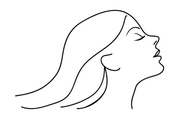 Minimalist Woman Portrait Line Art Sketch Beauty Concept Black And White Design