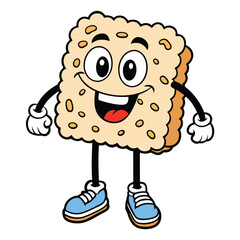 Cartoon Cracker Character Smiling With Arms Legs And Shoes Isolated On White Background