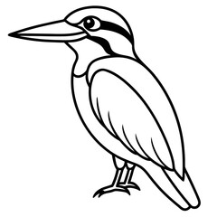 Minimalist kingfisher bird line art vector, elegant single-line drawing of a kingfisher bird, modern outline illustration, perfect for logos, tattoos, wildlife designs, nature-themed decor, branding, 