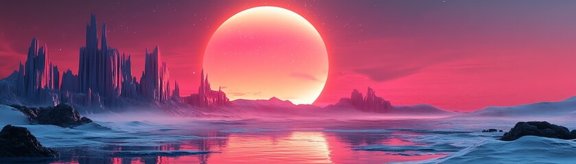 Melting geometric shapes in surreal landscape