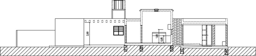 sketch vector illustration silhouette design drawing architecture section building house simple modern small family 