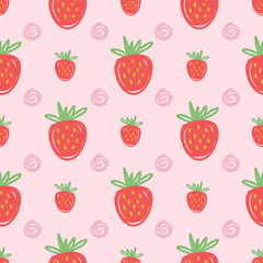 Strawberry seamless pattern hand drawn design for print on fabric and other uses.
