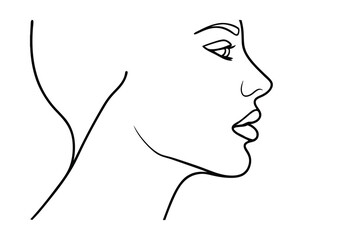 Elegant Woman Portrait Continuous Line Art Simple Minimalist Vector Illustration