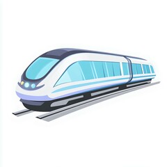 A sleek, modern high-speed train illustration on rail tracks, showcasing its aerodynamic design and futuristic features.