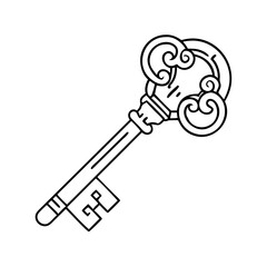 antique key icon, antique key vector illustration-simple illustration of antique key, perfect for antique key logos and icons