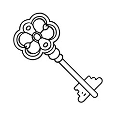 antique key icon, antique key vector illustration-simple illustration of antique key, perfect for antique key logos and icons