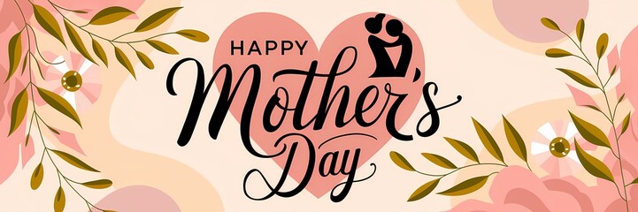 Elegant Happy Mother's Day greeting with glowing artistic typography floral details a heartwarming message in a high-resolution digital artwork perfect for celebration Mother's Day illustration design