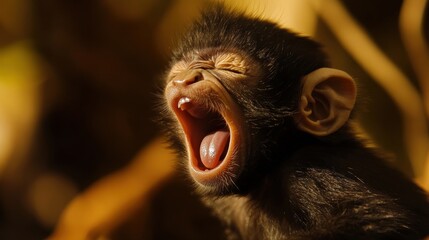 Obraz premium yawning baby monkey portrait