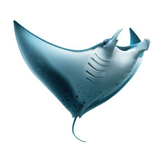 A realistic-looking image of a manta ray. transparent white background