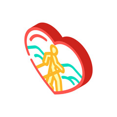 heart symbol nordic walker isometric icon vector illustration
