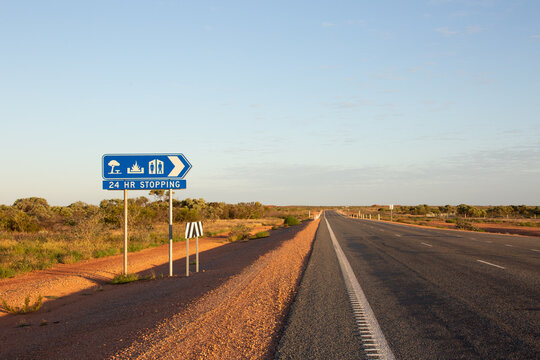 Rest stop sign on side of outback highway
