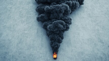 A dramatic 3D render of Earth with a car's exhaust pipe covering it in black smoke, Symbolizing Pollution, Metallic Tones. , closes up