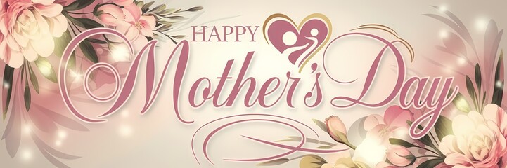 Elegant Happy Mother's Day greeting with glowing artistic typography floral details a heartwarming message in a high-resolution digital artwork perfect for celebration Mother's Day illustration design