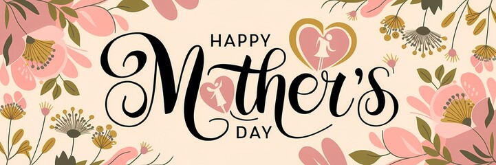 Elegant Happy Mother's Day greeting with glowing artistic typography floral details a heartwarming message in a high-resolution digital artwork perfect for celebration Mother's Day illustration design